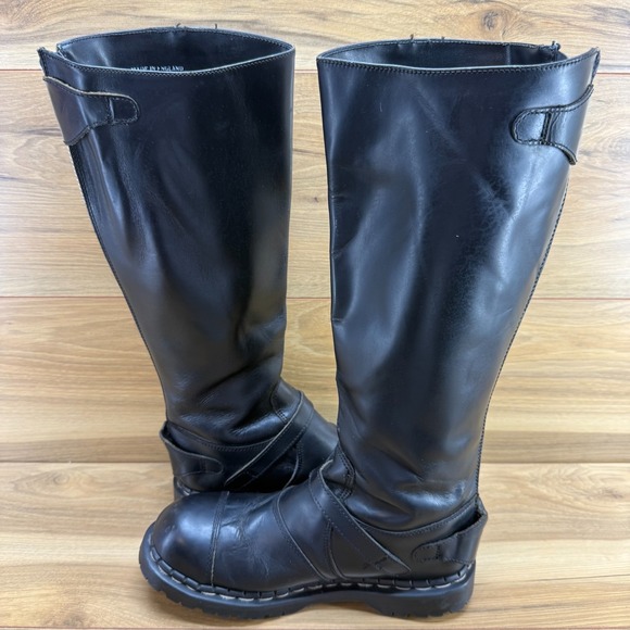 GRIPFAST Cap Hard Toe Tall Back Zip Boots UK 8 US 9 White Stripes Buckles Grunge main image 11